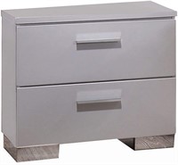 Benjara Wooden Nightstand with Two Drawers, Gray