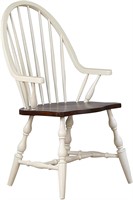 Andrews Windsor Dining Chair w/ Arms, White/Brown