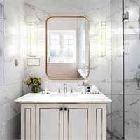 JENBELY 22x30" Brushed Gold Rect. Bathroom Mirror