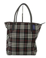 Burberry Black Plaid Tote Bag