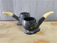 2 Vintage Tobacco Pipe Shaped Planters