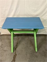 Blue and Green Wooden Table
