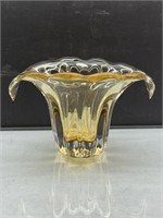 VTG MCM Yellow Gold Murano Art Glass Vase