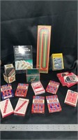 Cribbage board, various decks of cards, Uno,