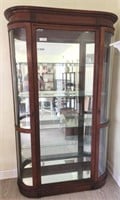 7' GLASS BOW FRONT CURIO CABINET W/ SIDE DOORS
