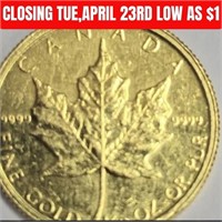 24k  3.15G, Canada $5 1988 Coin