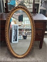 Oval Gold Tone Wall Mirror