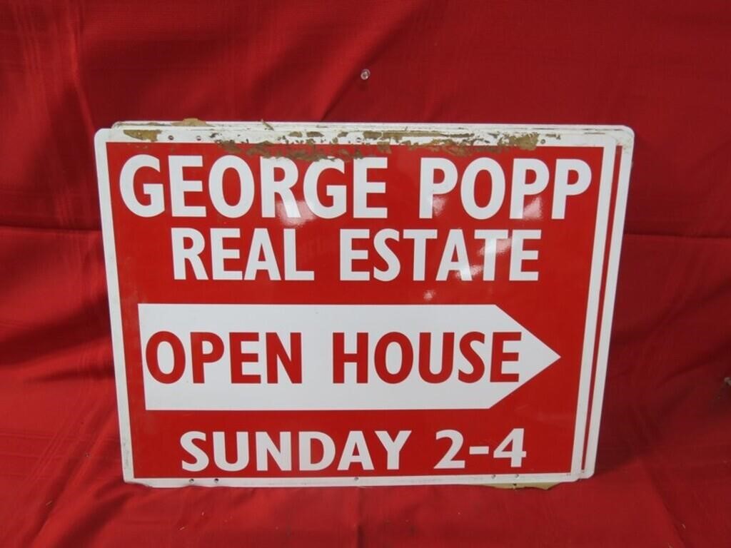 (12)double sided George Popp metal signs.