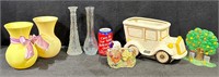 Vintage Gnome Planter & Flowerl Vase-Lot
