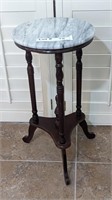 VINTAGE MARBLE TOPPED WOODEN TABLE - RESERVE $70