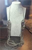 Pretty Hand Beaded Multi Strand  Loom Necklace