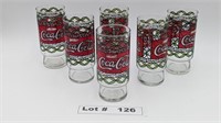 COCA-COLA GLASS TIFFANY STYLE STAINED GLASS SET OF