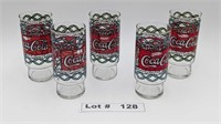 COCA-COLA GLASS TIFFANY STYLE STAINED GLASS SET OF
