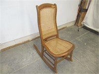 CANED WOODEN NURSING ROCKING CHAIR