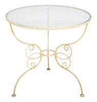 Painted Wrought Iron Glass Top Side Table