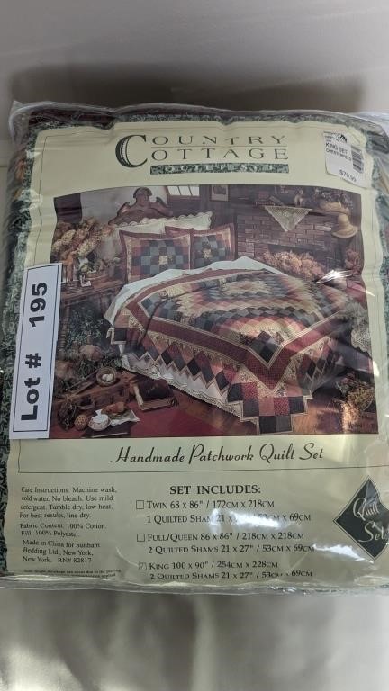 COUNTRY COTTAGE HANDMADE PATCH WORK QUILT SET - KI