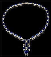 1930's Art Deco Crystal Blue Rhinestone Necklace