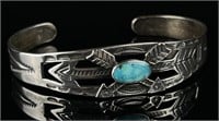 Fred Harvey Era Navajo Sterling Turqouise Bracelet