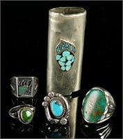 Navajo Sterling Silver & Turquoise Jewlery Lot