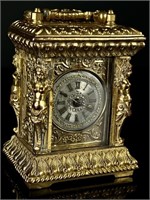 c.1900 Brass Rococo Aesthetic Carriage Clock