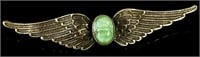 c.1920 Egyptian Revival Glass Winged Scarab Pin