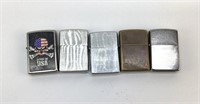 Lot of 5 Assorted zippo lighters