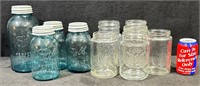 Vintage Blue Ball Jar & Clear Canning Jar-Lot