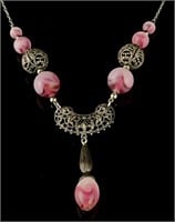 Victorian Lamp Work Glass Bead Necklace