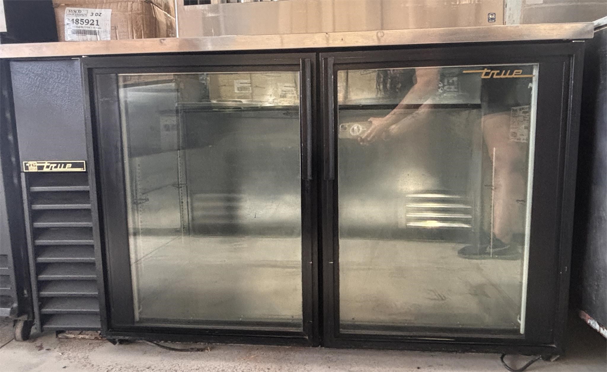 True 60" 2 Glass Door Worktop Cooler