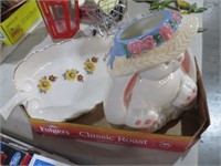 MAURICE OF CALI PLATTER, BUNNY VASE