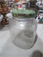 VINTAGE GLASS STORE JAR WITH LID