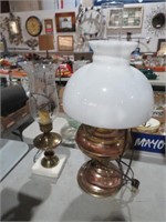 VINTAGE OIL LAMP & BRASS LAMP ELECTRIFIED