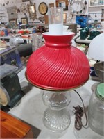 VINTAGE OIL LAMP ELECTRIFIED WITH SHADE