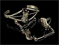 Navajo Sterling Silver & Onyx Ring Bracelet