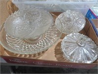 GLASS CANDY DISHES & A BOWL