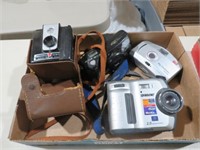 BOX OF VINTAGE CAMERAS