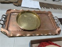 BRASS SERVING TRAY, COPPER PAN