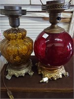 (2) Mid Century Glass Globe Lamps