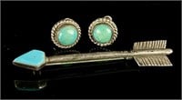 Fred Harvey Era Sterling Silver and Turquoise Lot
