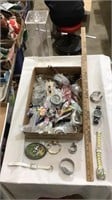 Various watches, belt buckle, jewelry box