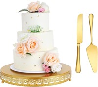 16 Gold Cake Stand & Cutting Set