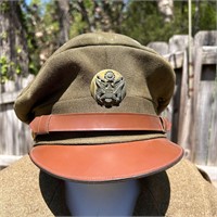 WW2 US Army Peaked Visor Dress Cap, Officer 1940's