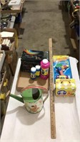 Watering can, kids chalk, bubbles