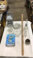 Crystal rotary stand, oil lamp, heart glass bowl,