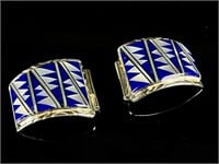 Signed Lapis and Mother of Pearl Watch Band Navajo