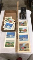 Vintage brownie camera, post cards