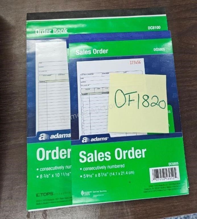 Sales order forms - 2 part carbonless sets and ord