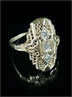 1930's Filigree 14k Gold Diamond Ring Vancotts