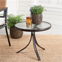 G919  Mainstays Round Glass Side Table, 20" D x 17