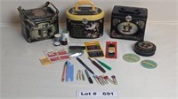 COLLECTORS SINGER TINS AND SEWING SUPPLIES